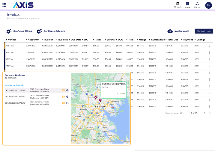 invoice that can be found in the AXiS account